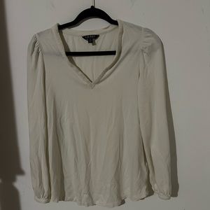 Women’s Lauren Ralph Lauren Cream Long Sleeve Blouse  with Sequin Neckline